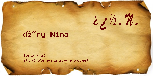 Őry Nina névjegykártya